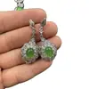 Conjunto de Luxo de Calcedônia Verde Gelo: Colar, Brincos, Anel e Pulseira de Zircônia Banhados a Prata Conjunto de Quatro Peças em Estoque