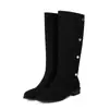 Botas de mujer de talla grande para otoño e invierno, puntera redonda, tacón medio, ligeras, versátiles, botas de montar de tacón cuadrado, botines slip-on estilo exportación