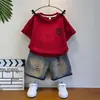 Conjunto de Verano para Niños 2025 Estilo Nuevo Ropa Infantil, Conjunto de Dos Piezas Elegante y Fresco de Manga Corta de Verano para Niños