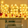 Luzes de Letra Feliz Aniversário Cordão de Luzes LED Decoração de Arranjo de Cena Placa de Palavra Porta-malas Adereços de Proposta Atmosfera