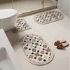Tapete de Chão de Lama Diatomácea Estilo Antigo Banheiro Vaso Sanitário em Forma de U Conjunto de Três Peças Tapete Absorvente de Água Secagem Rápida Antiderrapante Tapete de Pé