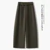Calça Cropped Wide Leg de Cintura Alta da Moda para Mulheres Verão 2026 Fina Solta Temperamento Emagrecedora Casual Versátil Calça Cimitarra