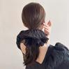 Anillo Plegable para el Cabello de Corea del Sur Sentido de Moño Grande Cuerda Negra y Blanca para la Cabeza Flor para la Cabeza Accesorios para el Cabello Versátiles Cuerda para la Cabeza Simple de Moño de Cerdo