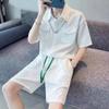 Traje deportivo informal para hombre con camisa de manga corta y pantalón corto de cinco puntos para verano 2023