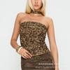 2025 Novo Europeu e Americano Sexy Pura Luxúria Hottie Estampa de Leopardo Verão Slim Sem Mangas Tubinho Curto para Mulheres