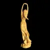 Talla de Madera de Tuyo Taihang Niña de Principios de Primavera Levantando la Mano Adornos Talla de Madera Maciza Artesanías Accesorios de Escritorio para Sala de Estar del Hogar