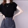 Nuevo Verano Manga Corta con Vuelo Elegante Combinable Moda Ajustado Cuello Redondo Sentido del Diseño Estilo Coreano Estilo Occidental Top Manga Murciélago