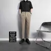 Calça de terno casual moderna, madura e estilosa estilo coreano 2025 outono e inverno masculino, forrada com fleece, quente, modeladora, calça casual