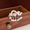 Grampo de Cabelo Clássico com Franja e Bico de Pato Não Danificantes para Mulheres, Novo Estilo Chinês, Elegante Presilha Floral para Franja e Cabelos Finos