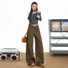 Calça jeans nova de outono/inverno estilo retrô americano, confortável e valoriza a silhueta, comprimento longo, versátil para o dia a dia, estilo casual e descontraído, corte solto para mulheres