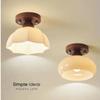 Lámpara de Pasillo de Cristal Estilo Antiguo Lámpara de Techo de Entrada Retro Estilo Chino Simple Creativa Nogal Estilo Silencioso Lámpara de Entrada
