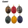 Wt-P2103 Nuevo Colgante de Piedra Preciosa Ojo de Tigre Jade Rojo Forma Ovalada Textura Lisa Joyería Accesorios DIY