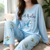 Pijama al por mayor de primavera y otoño invierno para mujer, delgado, de manga larga, pantalones, caricatura, lindo, viento, estudiante pequeño, ropa de casa, traje