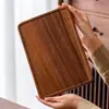 Bandeja de madera de nogal al por mayor en stock, suministros simples de madera maciza para hotel, bandeja de té, soporte para olla de una sola capa, rectangular, estilo japonés, para uso doméstico
