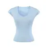 Camiseta de Tricô Lyocell com Decote V de Manga Curta Estilo Desejo Puro para Mulheres, Verão 2026 Fina Versátil Slim-Fit Elegante Top de Tricô