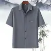Conjunto de Camisas para Hombres de Mediana Edad y Mayores, Camiseta de Manga Corta, Camisa de Verano Suelta con Cuello para Papá, Ropa para Abuelos de la Tercera Edad, Ropa Casual