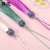 Franja de Coroa Cloisonné Estilo Antigo Franja Pendente Hanfu Leque Redondo Marcador de Página Pente Pingente Decorativo Fabricante Estoque Atacado