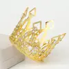 Corona Barroca en Stock Decoración para Pastel de Cumpleaños Niños Aleación Corona Completa Dorada y Plateada Diamante Diadema Pequeña