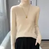 2026 Ropa Interior de Punto de Manga Larga con Medio Cuello Alto para Mujer, Estilo Nuevo de Otoño e Invierno Transfronterizo, Ajuste Delgado, Estilo Coreano