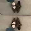 Zapatos de Mujer Mary Jane Únicos con Tacón de Cuña Color Café y Punta Fina Otoño 2026 Ante Zapatos de Abuela para el Trabajo Nocturno