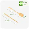 Colher de Madeira com Cabo Longo, Colher de Sopa, Colher para Fondue, Talheres Portáteis para Viagem, Conjunto de Hashi e Colher, Conjunto de Almoço para Estudantes com Colher e Hashi