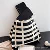 Ins Internet celebridade bolsa feminina malha lã balde saco japonês e coreano estilo all-match bolsa casual bolsa tote lancheira saco