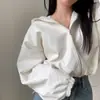 Chaqueta corta de cuero con capucha chic coreana para mujer, nuevo estilo de otoño, top holgado y adelgazante 18333