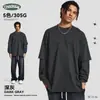 Camiseta de Manga Larga Personalizada Ckx, Algodón Puro, Peso Pesado 305g, Falsa Dos Piezas, Cuello Redondo Pullover, Camiseta de Manga Larga Doble Capa, Personalización de Manga Larga