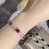 Versa Joyería Nuevo Estilo Elegante Lujo Ligero Zircón 5A Oro Laminado Retro Industria Pesada Completo Diamante Pulsera de Cristal Verde