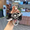 Estilo Coreano Novo Laço com Borda de Renda Camélia Moda Chaveiro de Carro Cordão de Contas Criativo Pingente de Decoração para Bolsa