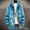Elementos Festivos de Natal Transfronteiriços Novos Impressão Colorida Completa Cardigã Masculino Solto com Zíper e Capuz Roupas de Algodão DIY por Imagem