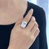 Anillo francés retro rojo blanco circón grande venta caliente transfronteriza acero inoxidable europeo y americano exagerado compromiso lujo ligero anillo femenino