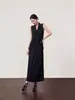Vestido Longo de Verão 2026 Sem Mangas Decote V de Alto Padrão, Vestido Assimétrico Estilo Francês HBZX710361