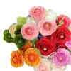Buquê Artificial Falso de Peônia de 3 Camadas Flor de Seda Flor Artificial de Plástico Decoração de Sala de Estar Arte Floral de Casamento Produto Acabado