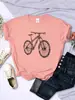 Camiseta Hecha de Letras de Bicicleta para Mujer Verano Transpirable Casual Manga Corta Moda Calle Hip-Hop Tops para Mujer