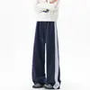 Em estoque: Novidade Outono 2026 Calça Reta de Algodão 380g com Três Listras para Homens, Calça Longa de Alta Qualidade Plus Size, Tendência para Adolescentes
