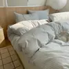 Estilo Ins, 100% algodão, tingimento em fio, algodão lavado, conjunto de cama de três peças, adequado para dormitórios estudantis, tamanho de cama de solteiro, macio e confortável
