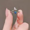 Anillo de Plata 925 con Pescado de Cola Tachonado de Diamantes para Mujer, Anillo Lindo Estilo Coreano, Dulce Temperamento, Diseño Exquisito, Joyería de Mano