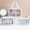 Bolsa de cosméticos transparente de PVC, conjunto de tres piezas, bolsa de baño translúcida de PU esmerilada, bolsa de almacenamiento para natación, gran capacidad para mujeres