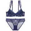 Comércio Exterior Mais Vendido Sexy para Seios Pequenos Reunião Suporte Lateral Anti-Queda Roupa Íntima Top Fino Suporte Inferior Grosso Conjunto de Sutiã de Renda