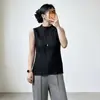 Top de tirantes básico plisado minimalista Miyake, venta directa de fábrica, cuello semi-alto, color liso, elegante, casual, camiseta versátil