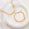 Collar de cadena torcida estilo hip hop, elegante y moderno collar chapado en oro para clavícula, regalo de vacaciones para niñas.