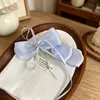 Nuevo Pinza de Banana Estilo Coreano Chica de la Luz de Luna Nicho con Lazo Fruncido para Cola de Caballo Alta, Pinza para el Cabello Accesorio de Cabello de Gama Alta