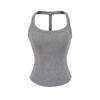 Top Deportivo Fitness Básico Estilo Americano Chica Picante Acolchado Cuello en U Espalda Cruzada, Camisola Corta Sexy sin Espalda Ajustado
