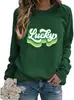 Ykomow St. Sudadera Día de San Patricio para Mujer Manga Larga Estampado de Leopardo Trébol St. Camisa del Día de San Patricio