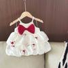 Vestido de Verano Fino con Tirantes y Lazo de Flor para Bebé Niña Estilo Princesa Dulce Vestido de Muñeca