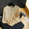 ¡Mismo estilo que el de Xiaohua! Camiseta de Punto de Cáñamo de Alta Gama para Mujer con Cuello Redondo y Mangas Medias, Top Camiseta Casual para Verano H062518