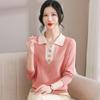 Top de punto de manga larga para madre de mediana edad estilo extranjero, suéter para mujeres de mediana edad y mayores, noble, 50 años, camisa básica de otoño e invierno