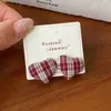 Pendientes de Tela Cuadros Retro Coloridos con Forma de Estrella de Cinco Puntas y Corazón para Mujer, Aguja de Plata, Diseño Literario Pequeño Fresco y Dulce