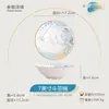 Tigelas de Porcelana Azul e Branca de Jingdezhen, 10 Tigelas Grandes para Mingau e Ramen, Louça Estilo Chinês com Cor sob Esmalte, Segura para Micro-ondas